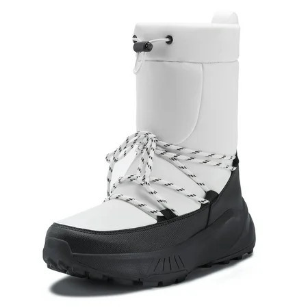 White Winter Boots for Women Waterproof Outdoor Hiking Shoes Mid Calf Snow Boots | Walmart (US)