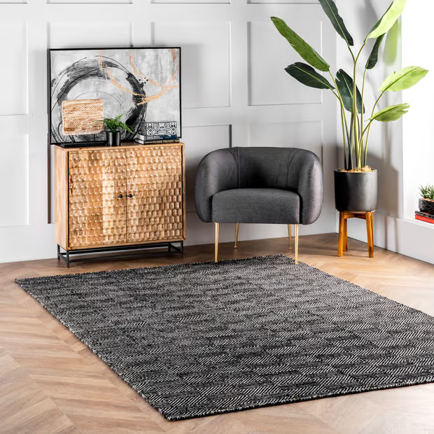 Black Paddle 5' x 8' Area Rug | Rugs USA