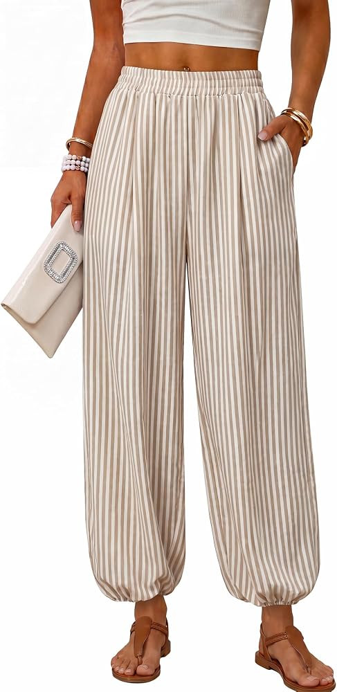 Sampeel Balloon Pants for Women Flowy High Waist Trousers with Pockets | Amazon (US)