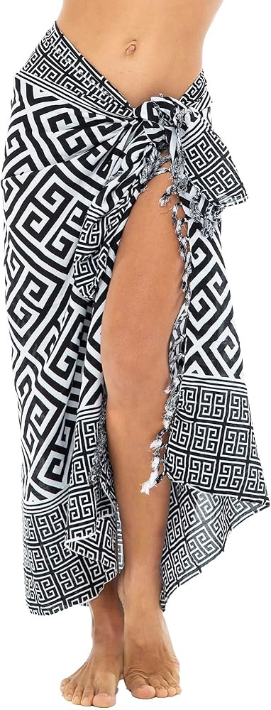 Back From Bali Womens Geometric Print Sarong Wrap Beach Pareo Swimsuit Cover Up Skirt with Coconu... | Amazon (US)