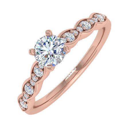 1/2 Carat Pave Prong Set Diamond Engagement Ring Band in 14K Rose Gold (Ring Size 5.25) | Walmart (US)