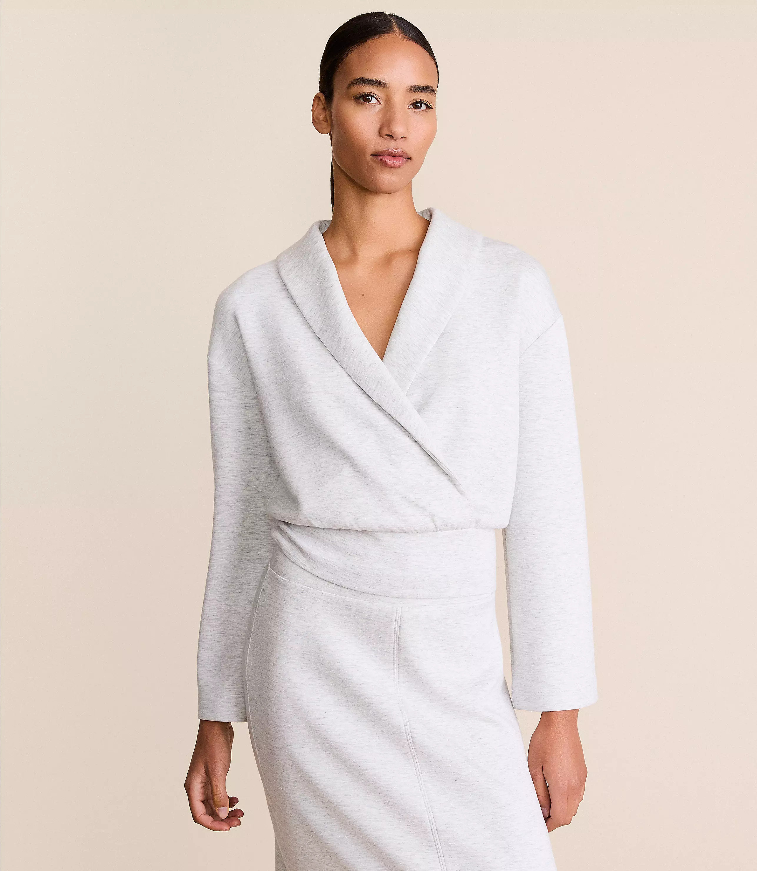 Lou & Grey Heathered Scubasoft Wrap Top | LOFT