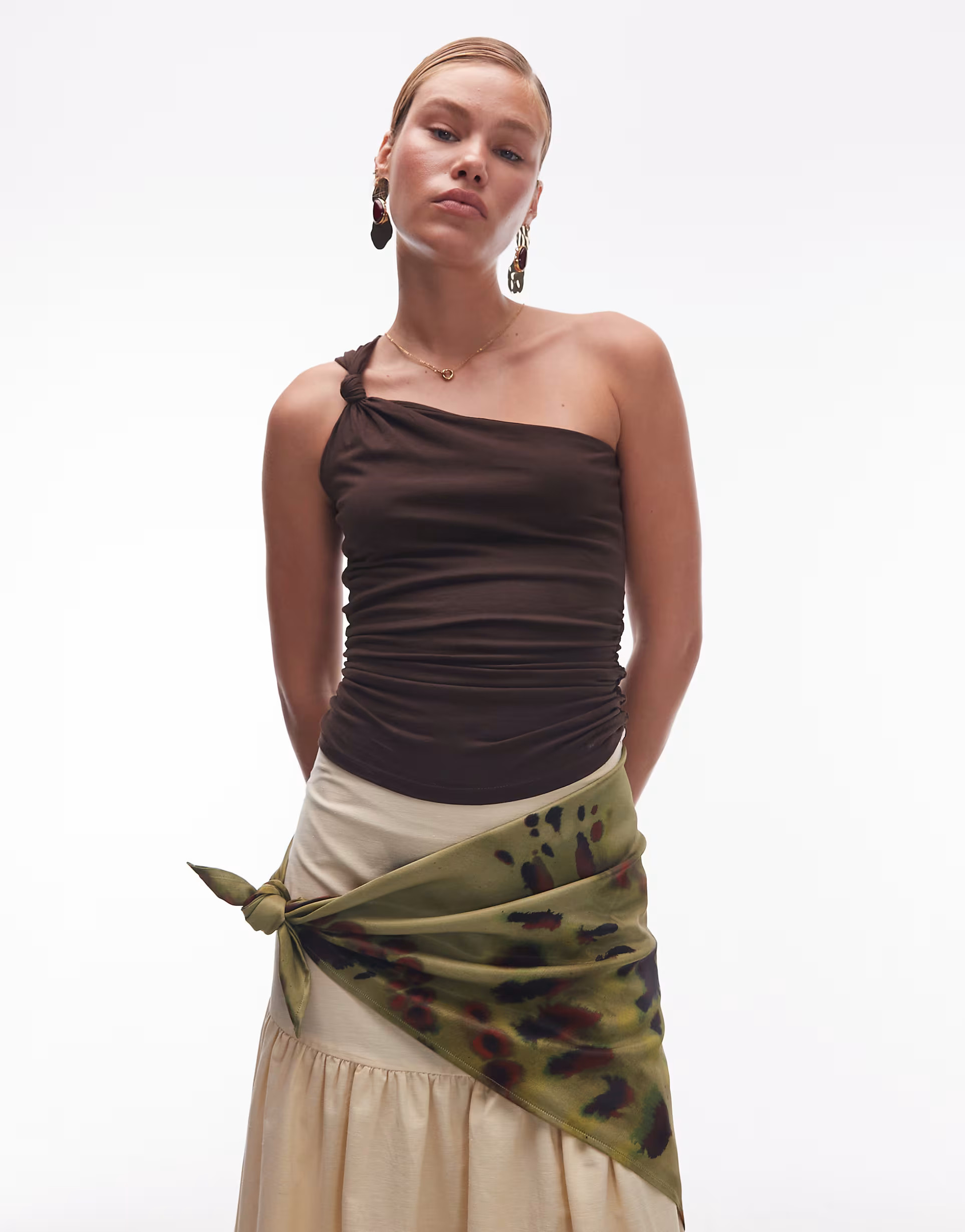 ASOS DESIGN satin scarf in green tie dye print | ASOS | ASOS (Global)