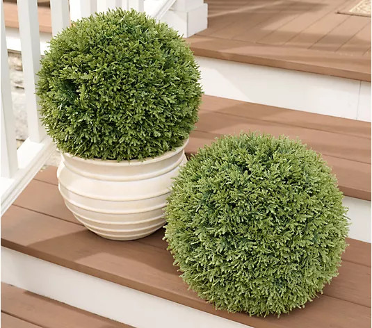 Make Your Selection: Wicker Park Set of 2 Oversized Faux Floral Spheres | QVC