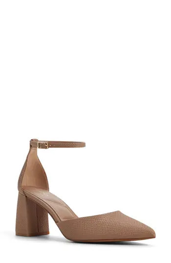 ALDO Jan Ankle Strap Pointed Toe Pump in Medium Brown at Nordstrom Rack, Size 10 | Nordstrom Rack