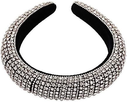 HZEYN Padded Rhinestone Headband Wide Bejewelled Hairband Sparkly Party Headband Hair Accessories... | Amazon (US)