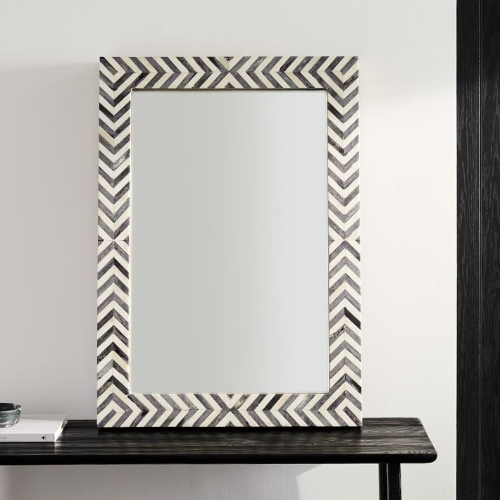 Parsons Gray Herringbone Wall Mirror - 24"W x 34"H | West Elm (US)