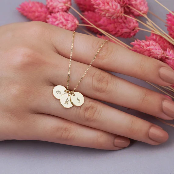 Disc Necklace  Inital Necklace Tiny Initial Necklace  | Etsy | Etsy (US)