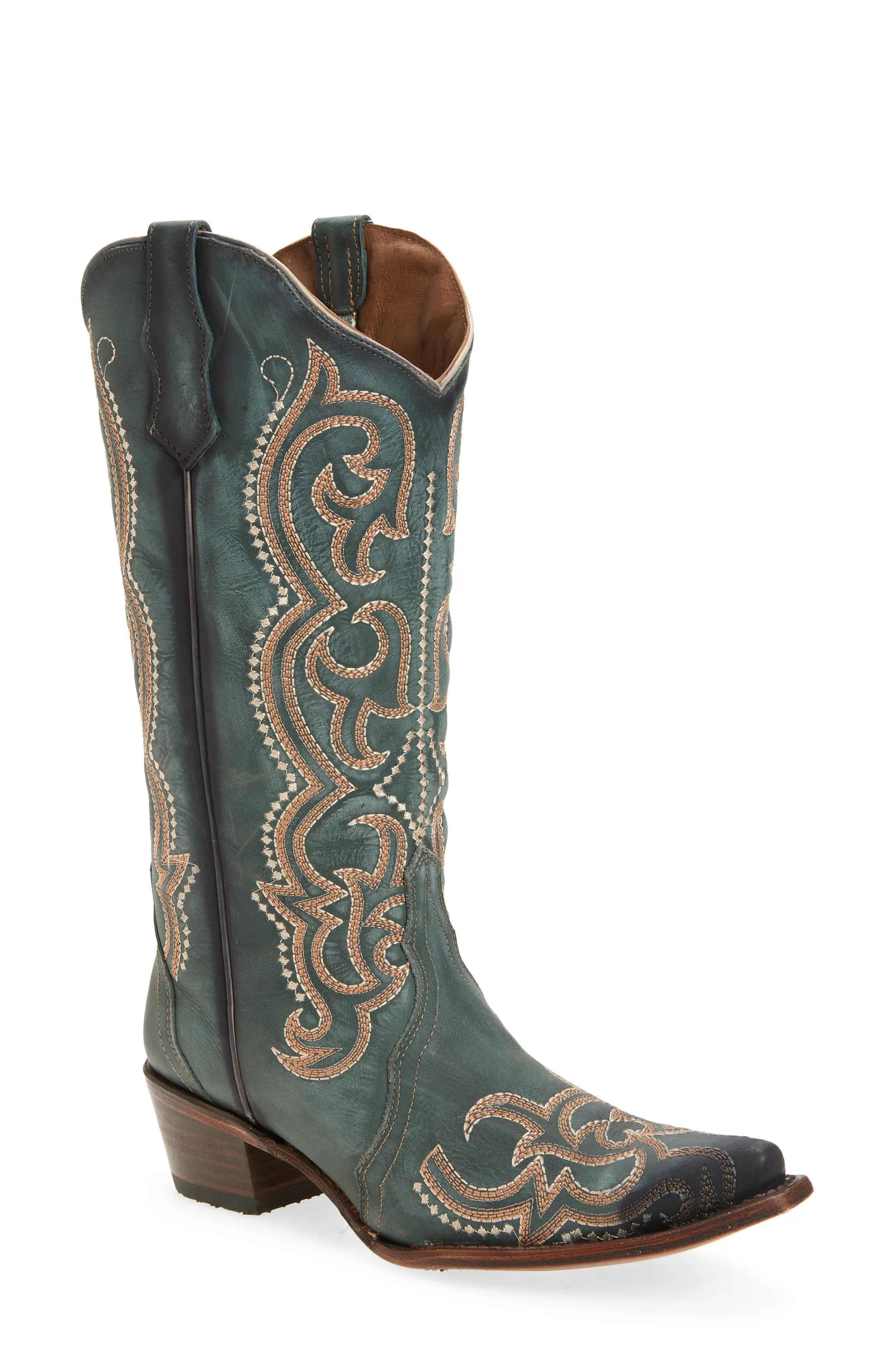 Knee High Western Boot | Womens | Boots | Shoes | Nordstrom | Turquoise Teal Blue Boots Outfits Shoes For Fall What To Wear With Cowboy Boots Autumn Fall Spring Summer | Nordstrom