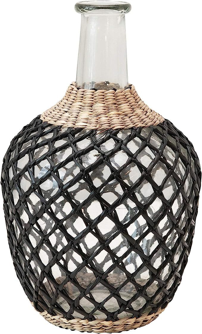 Creative Co-Op Glass Decanter with Seagrass Weave, Natural & Black Jar | Amazon (US)