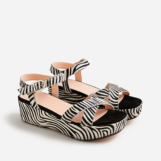 Calf hair platform sandals in zebra stripe | J. Crew US