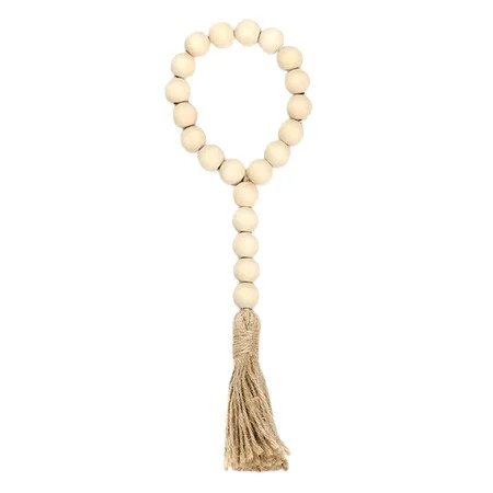 Wood Beads Garland with Tassels Prayer Beads Farmhouse Rustic Natural Wooden Bead String Wall Hangin | Walmart (US)