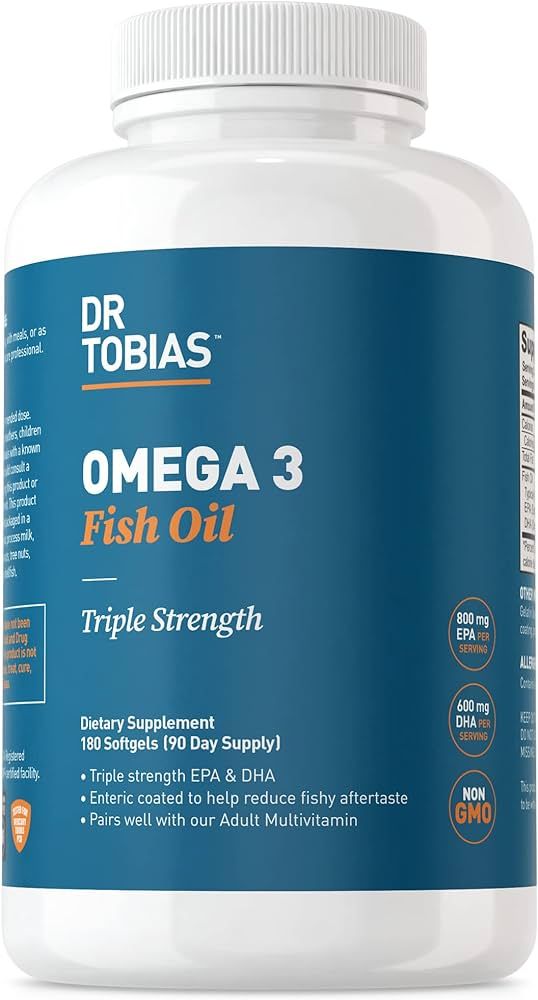 Dr. Tobias Omega-3 Fish Oil, Triple Strength, Supports Brain & Heart Health, 2000 mg per Serving,... | Amazon (US)