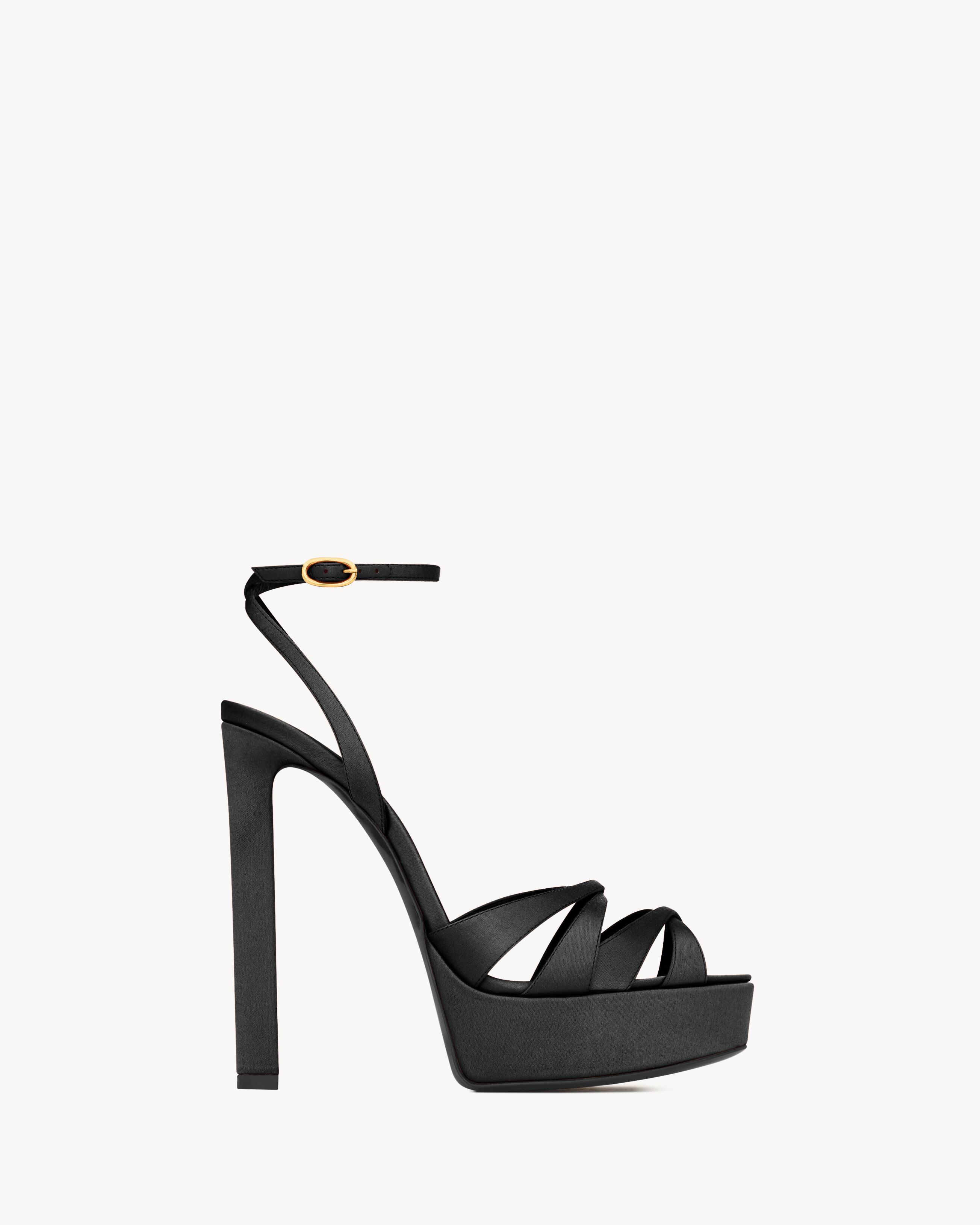 Saint Laurent Chandelle Platform Sandals In Satin Crepe - Black - Women - 6 | Saint Laurent Inc. (Global)