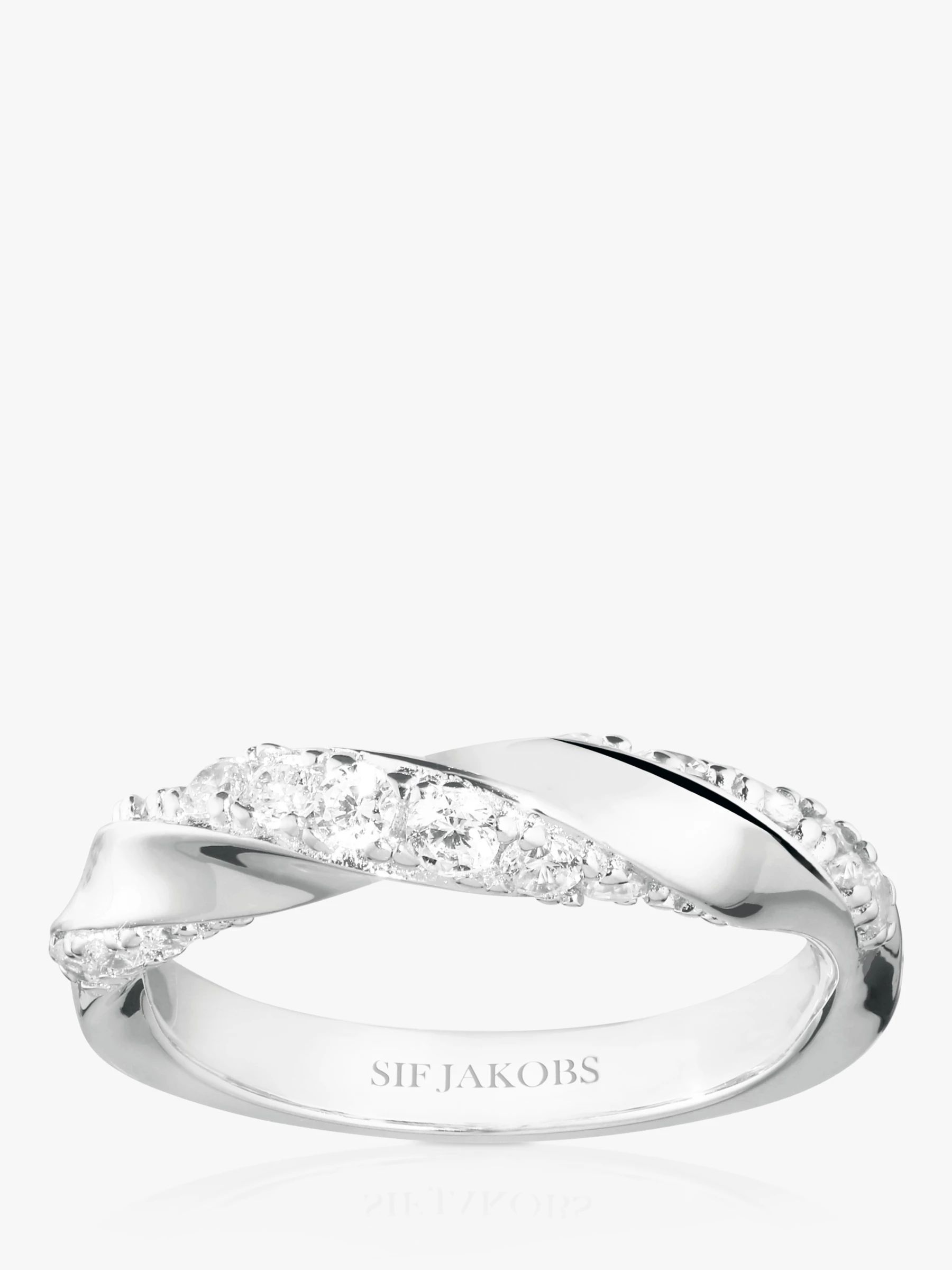 Sif Jakobs Jewellery Ferrara Twisted Cubic Zirconia Band Ring, Silver | John Lewis (UK)