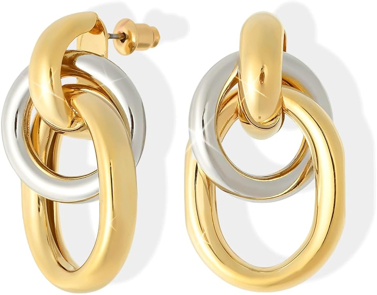 Large Chunky Dangle Earrings for Women - Big 18k Gold Plated Drop Dangling Earings, Statement Dan... | Amazon (US)