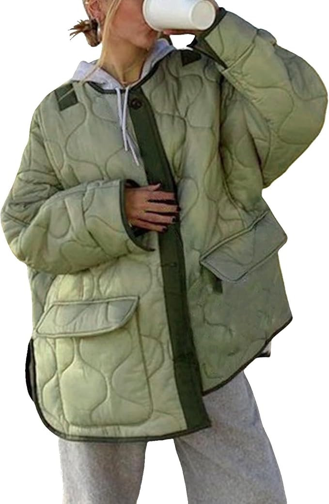 Women's Lightweight Cropped Puffer Winter Warm Long Sleeve Zip Up Drawstring Preppy Slit Down Jac... | Amazon (US)