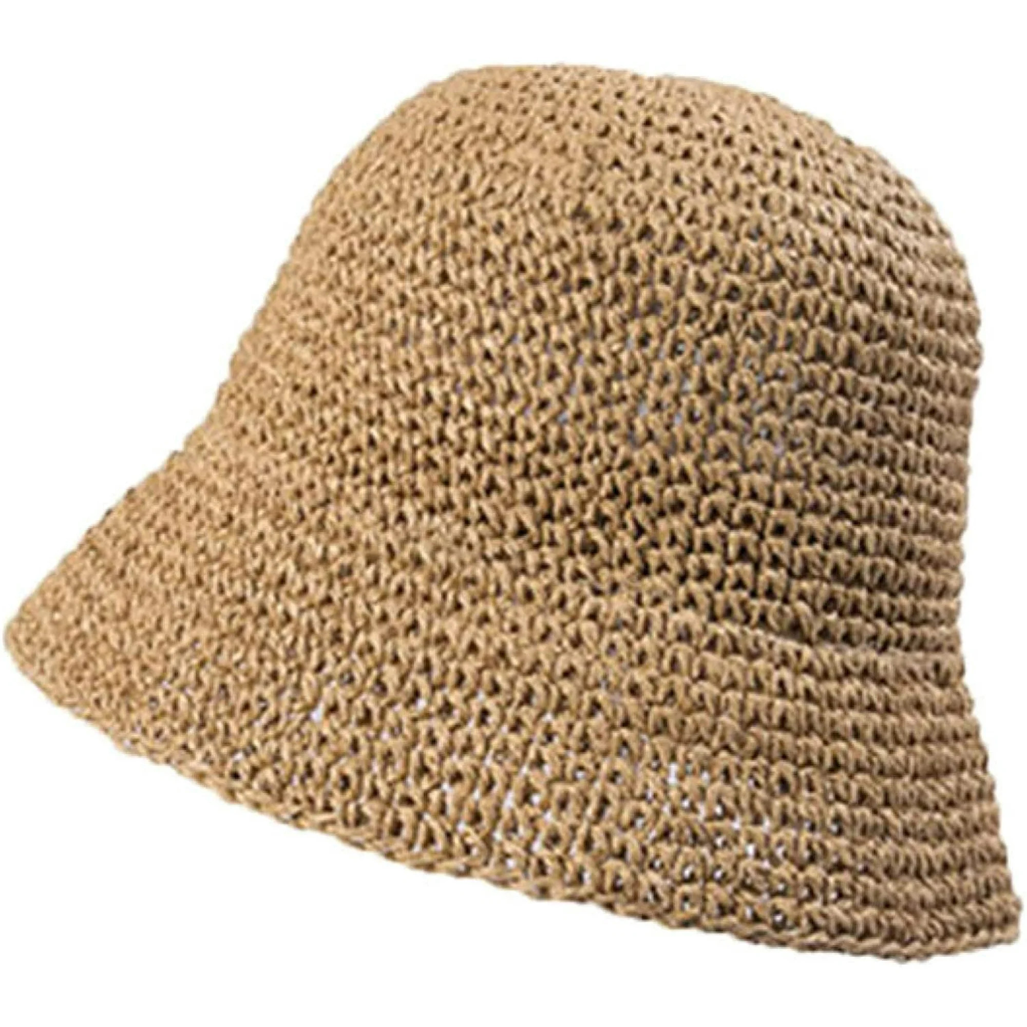 CoCopeaunts Straw Bucket Hat for Women Summer Sun Protection Braided Fisherman Hat Wide Brim Fold... | Walmart (US)