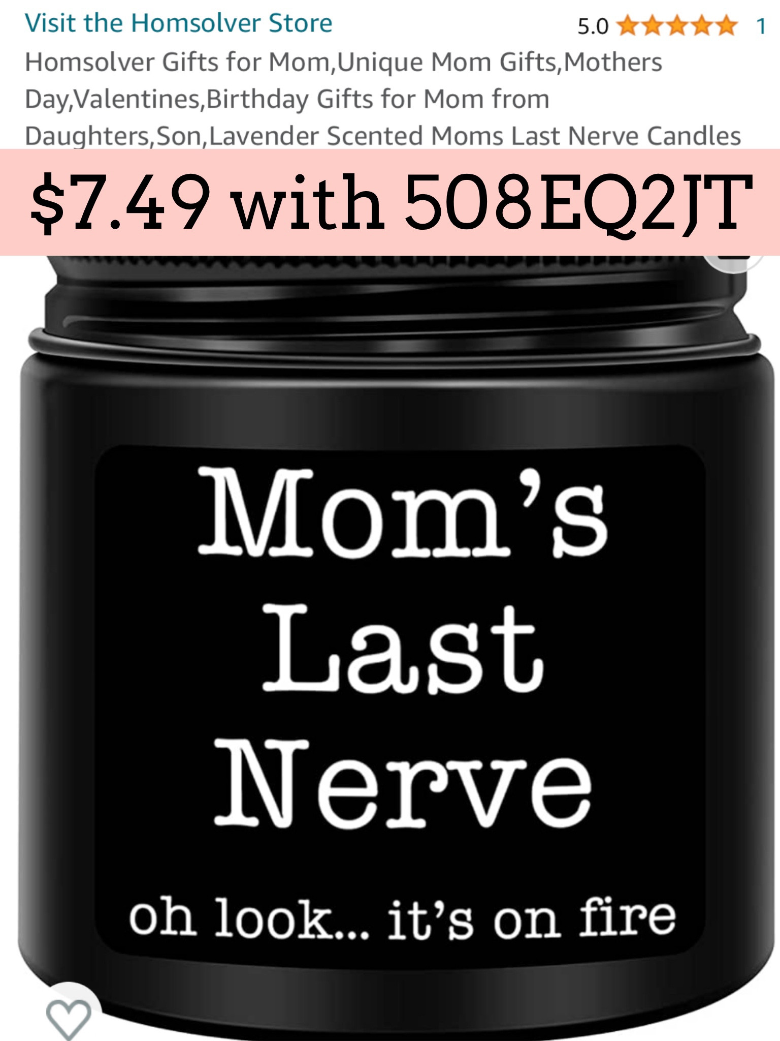 Gifts for Moms Last Nerve jar Candles Birthday Mothers Day Scented