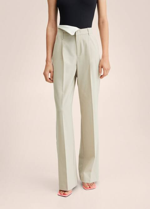 Wide leg double waist trousers | MANGO (US)