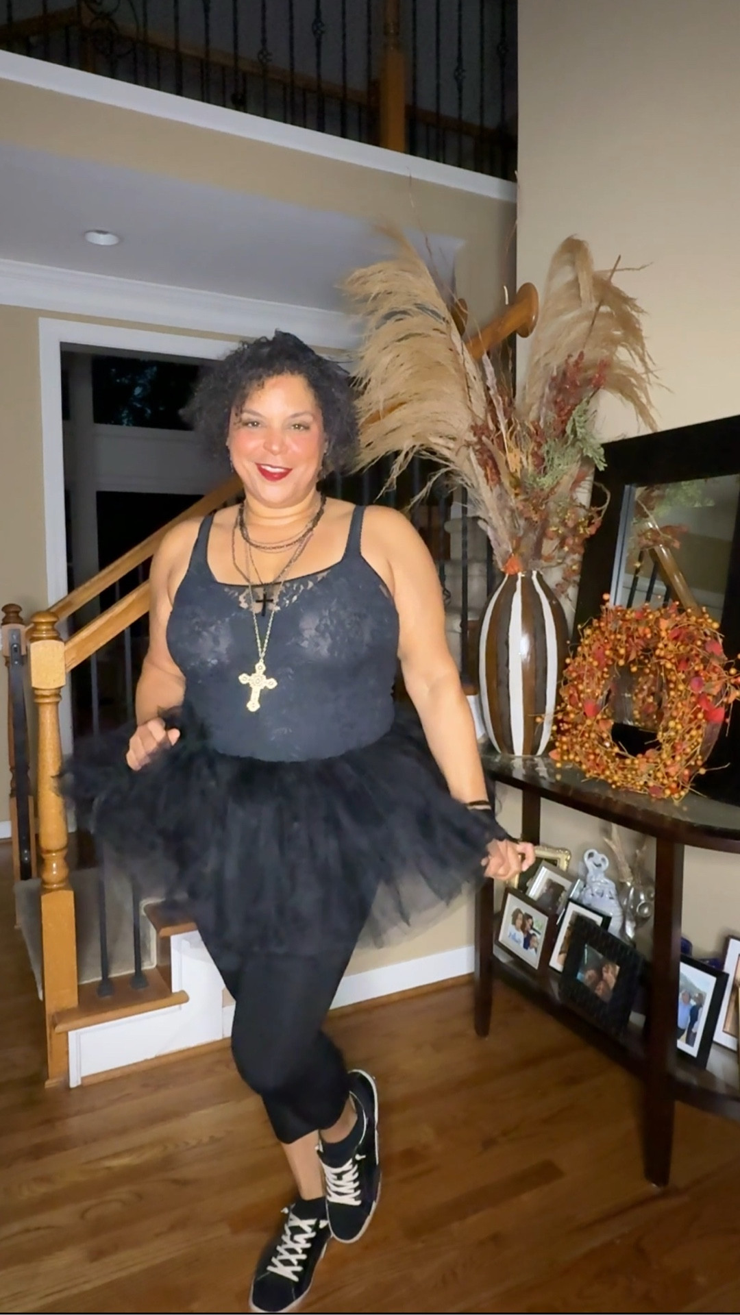 Madonna, is that you? An easy and fun Halloween outfit. Desperately Seeking Susan meets mom on the go. I wore this to an 80’s party and danced the night away…and got compliments.
Lace 80s Costume Tutu Jean Jacket Body Briefer