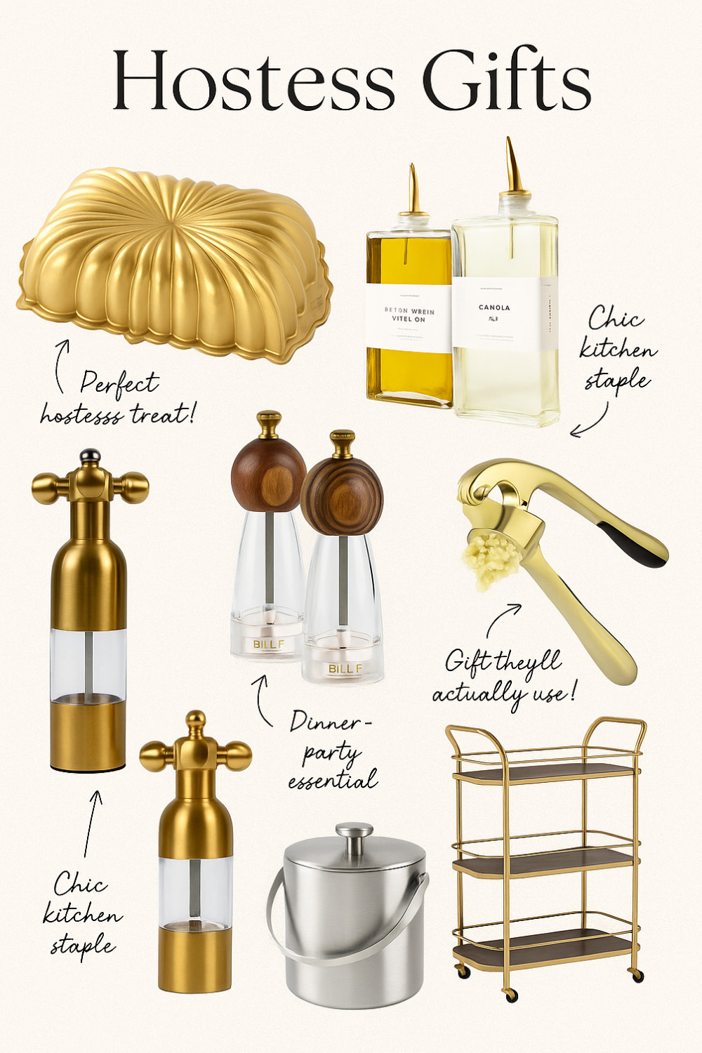 🎁 ELEVATED HOSTESS GIFTS

Chic, useful, and guaranteed to impress any party-thrower:

🍞 Fancy Loaf Pan – For the baker who loves a statement moment
🧂 Salt & Pepper Set #1 – Minimal + modern
🧂 Salt & Pepper Set #2 – Classic + timeless
🫒 Olive Oil Dispenser – Looks luxe on any counter
🧄 Garlic Mincer – Practical and always appreciated
🍸 Bar Cart – The ultimate entertainer’s upgrade
❄️ Ice Bucket – Stylish, functional, and perfect for hosting 

 #LTKGiftGuide #LTKSeasonal #LTKFindsUnder100