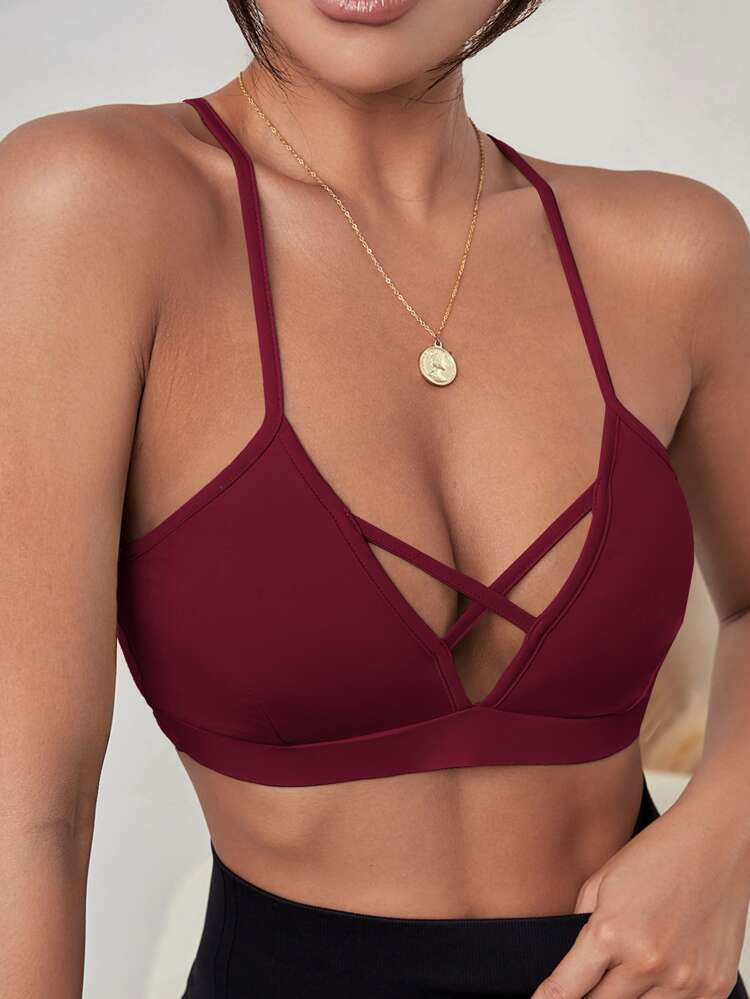 Breathable Softness Crisscross Sports Bra | SHEIN