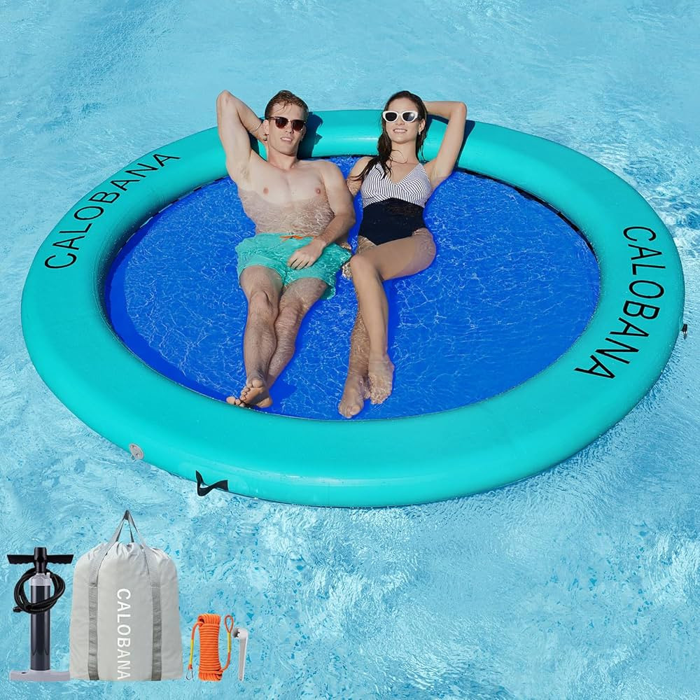 CALOBANA Round Floating Ring Inflatable Water Hammock Heavy Duty River Floats Lake Raft for Adult... | Amazon (US)
