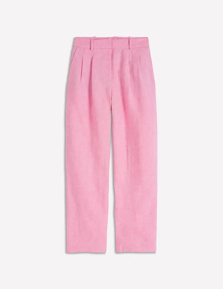 Bloomsbury Linen Trousers-Meadowsweet Pink Chambray | Boden UK