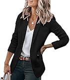 Cicy Bell Womens Casual Blazers Open Front Long Sleeve Work Office Suit Jackets Blazer Black | Amazon (US)