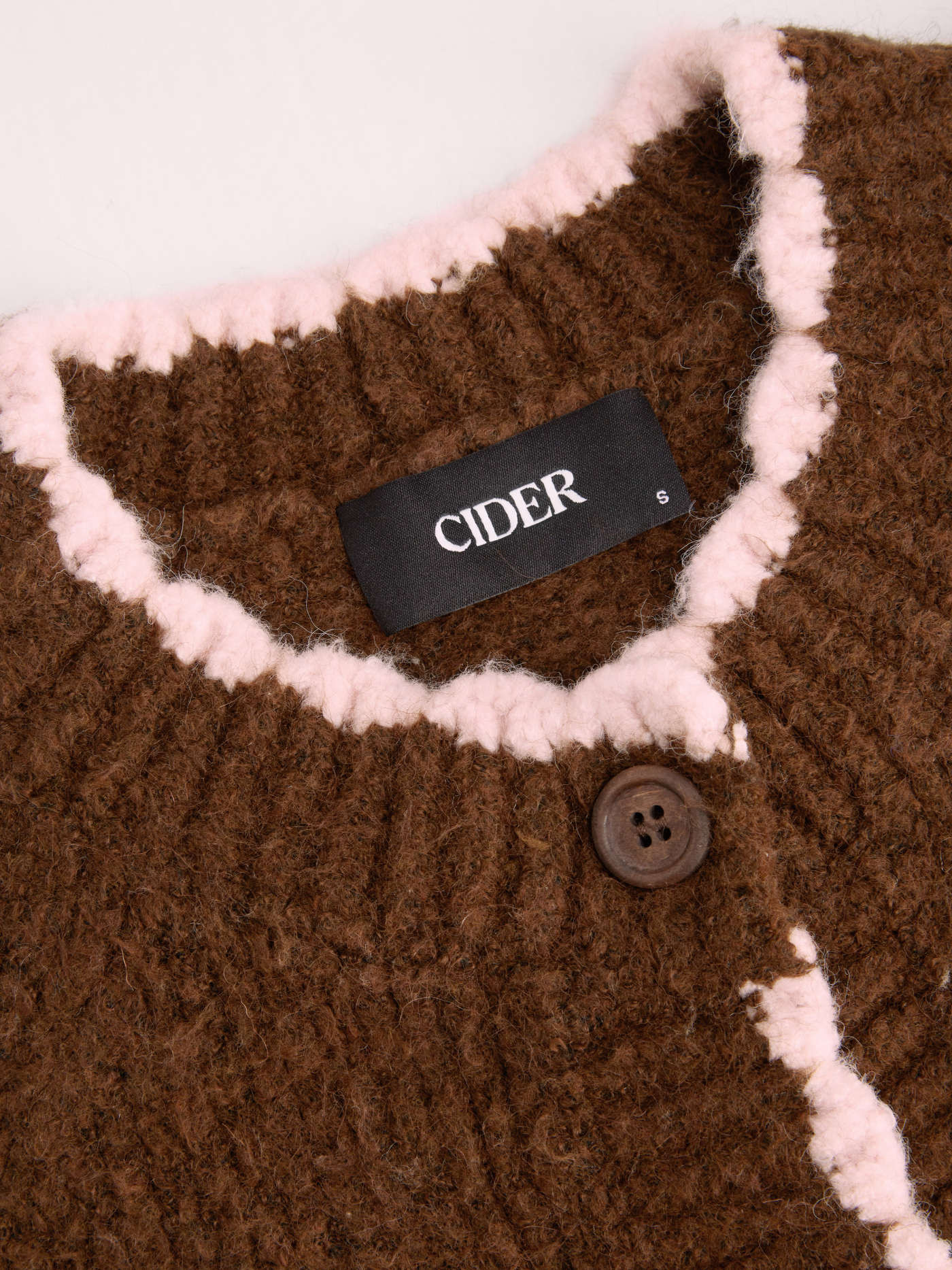 Knit Fabric Knit Wool-blend Round Neckline Long Sleeve Contrasting Binding Button Cardigan For Da... | Cider