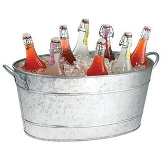 Benzara Galvanized Gray Beverage Tub with Handles I457-AMC0001 - The Home Depot | The Home Depot
