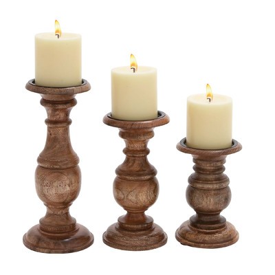 3 Piece Wooden Candlestick Set | Wayfair North America
