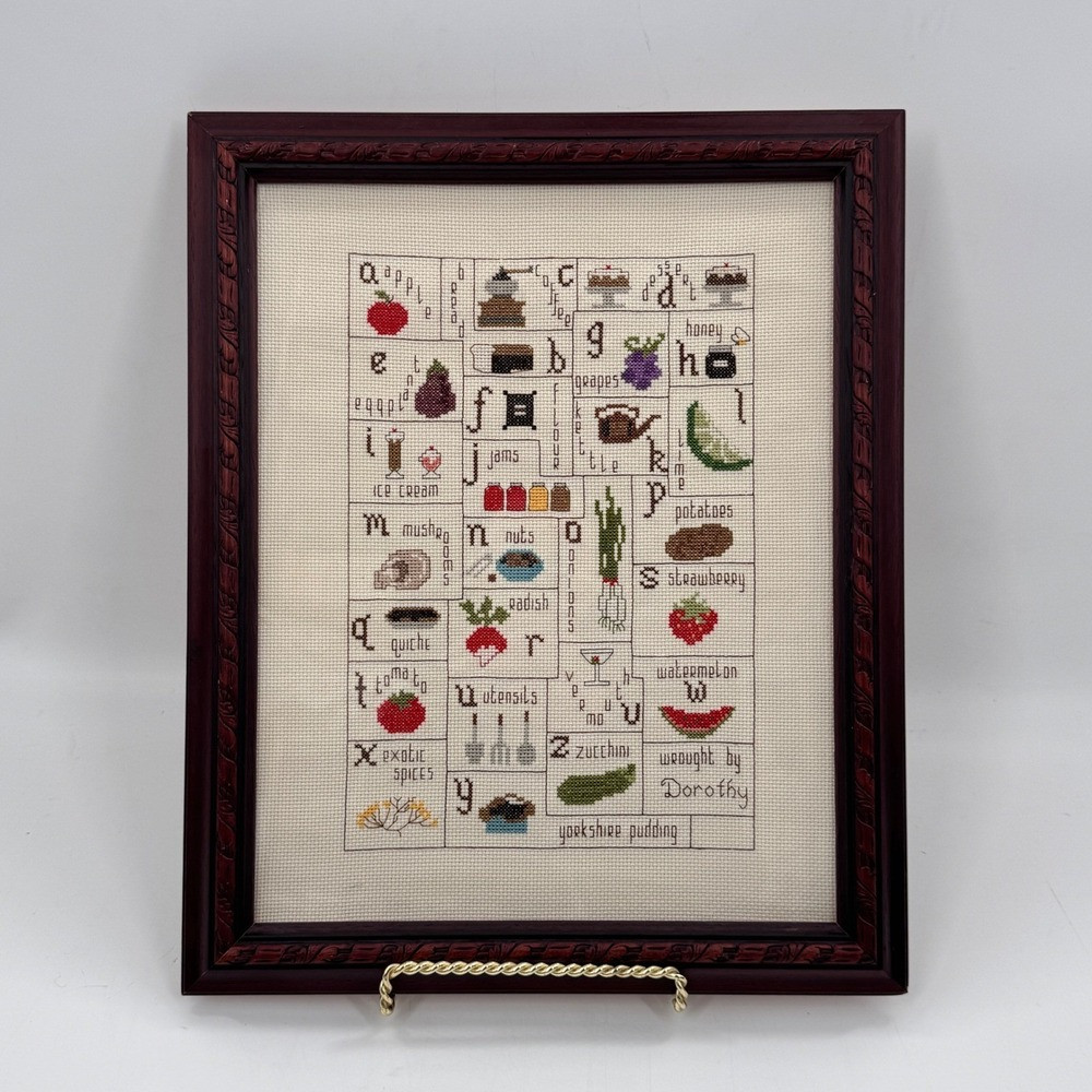 Vintage Framed Kitchen Alphabet Cross Stitch Sampler 13x16 | Poshmark