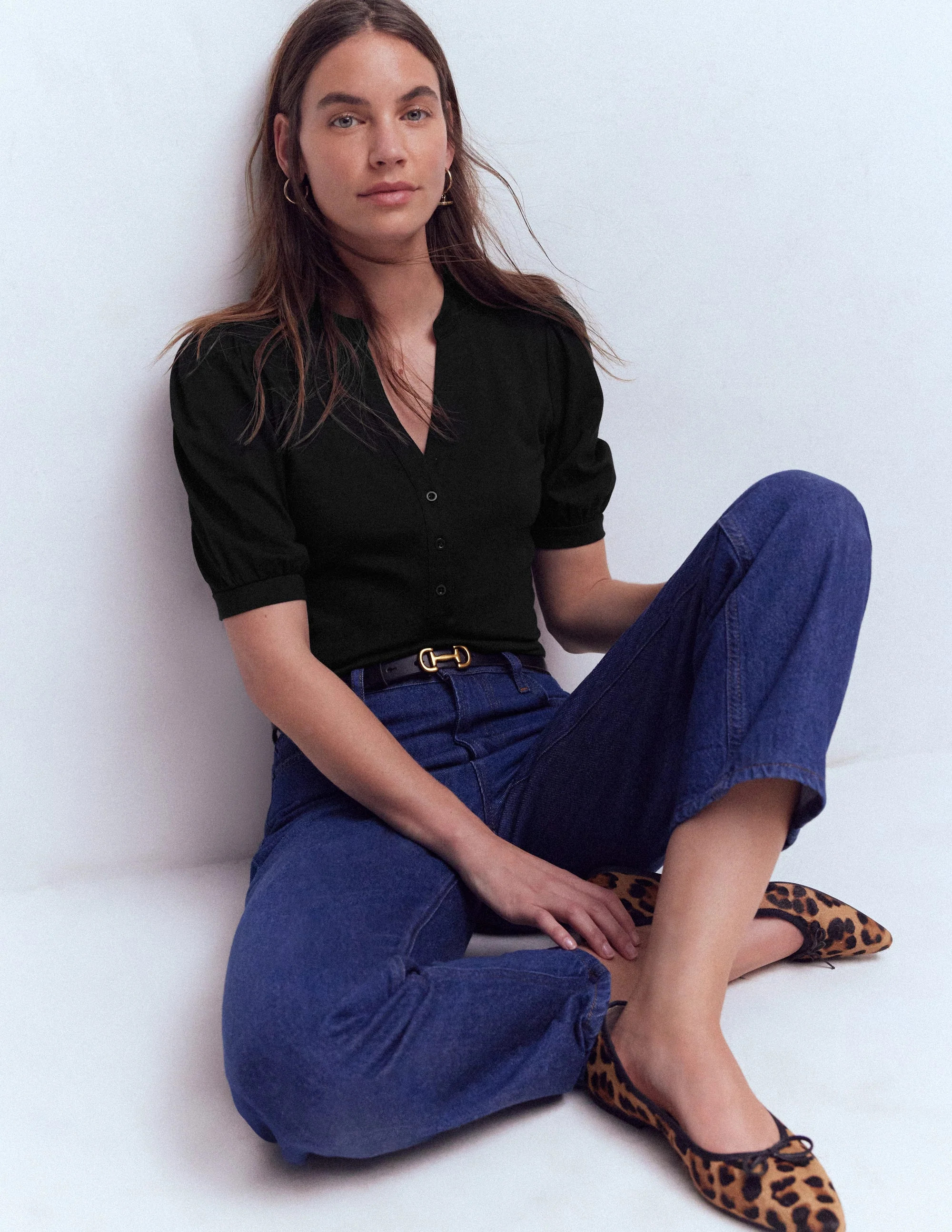 Supersoft Short Sleeve Henley-Black | Boden (US)