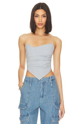 Miaou Poppy Corset in French Girl Stripe Blue from Revolve.com | Revolve Clothing (Global)