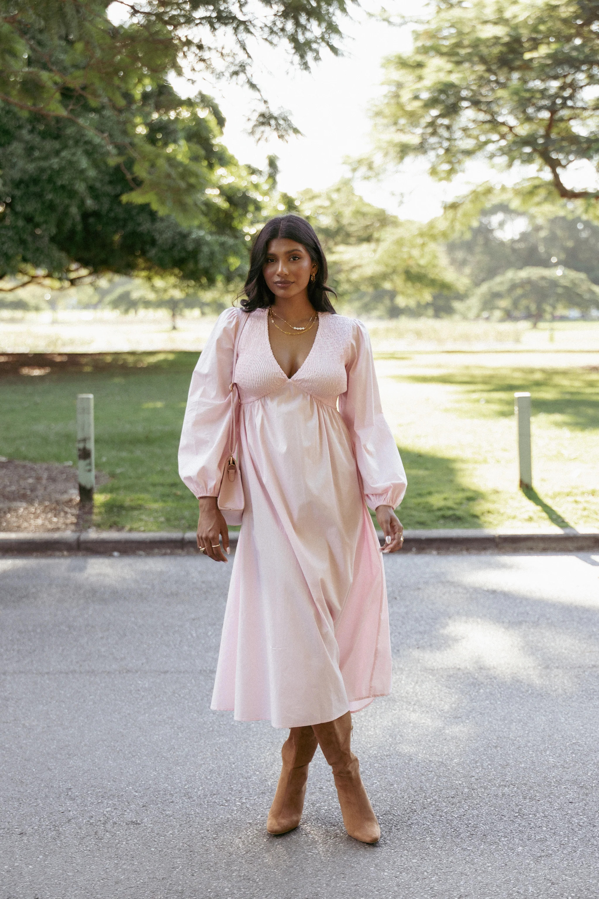Ilyana Long Sleeve Maxi Dress - Pink | Petal & Pup (US)