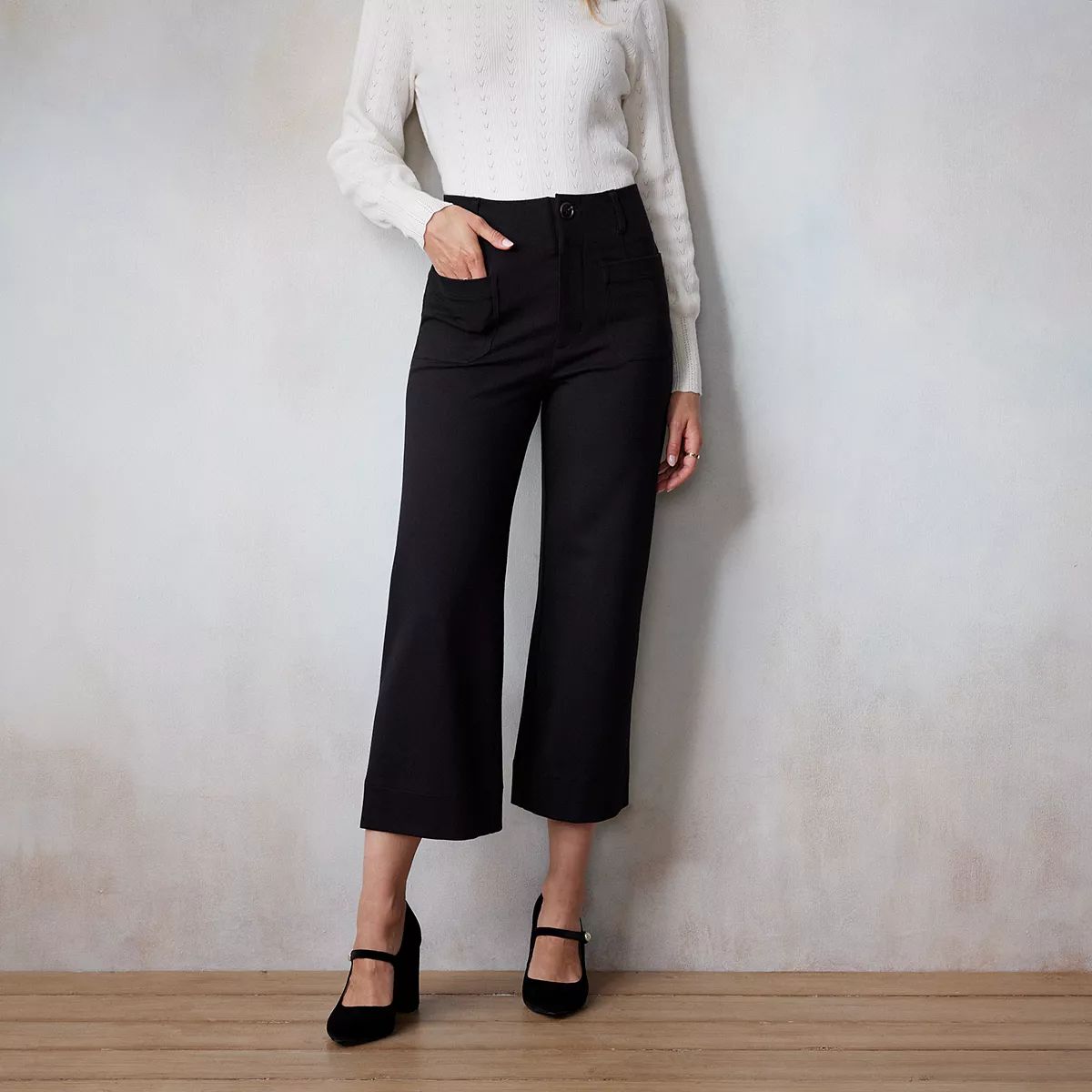 Women's LC Lauren Conrad Super High Rise Wide Leg Crop Pants | Kohl's