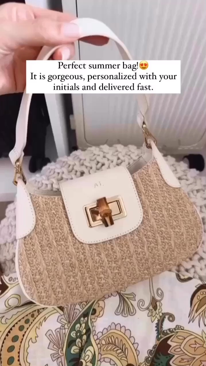 This is the perfect neutral chic summer bag.
It looks beautiful in the pictures, but when it arrived I was impressed, it is gorgeous. You can personalize it with your initials, if you want to, and it still gets delivered fast!


#LTKItBag #LTKSeasonal #LTKStyleTip