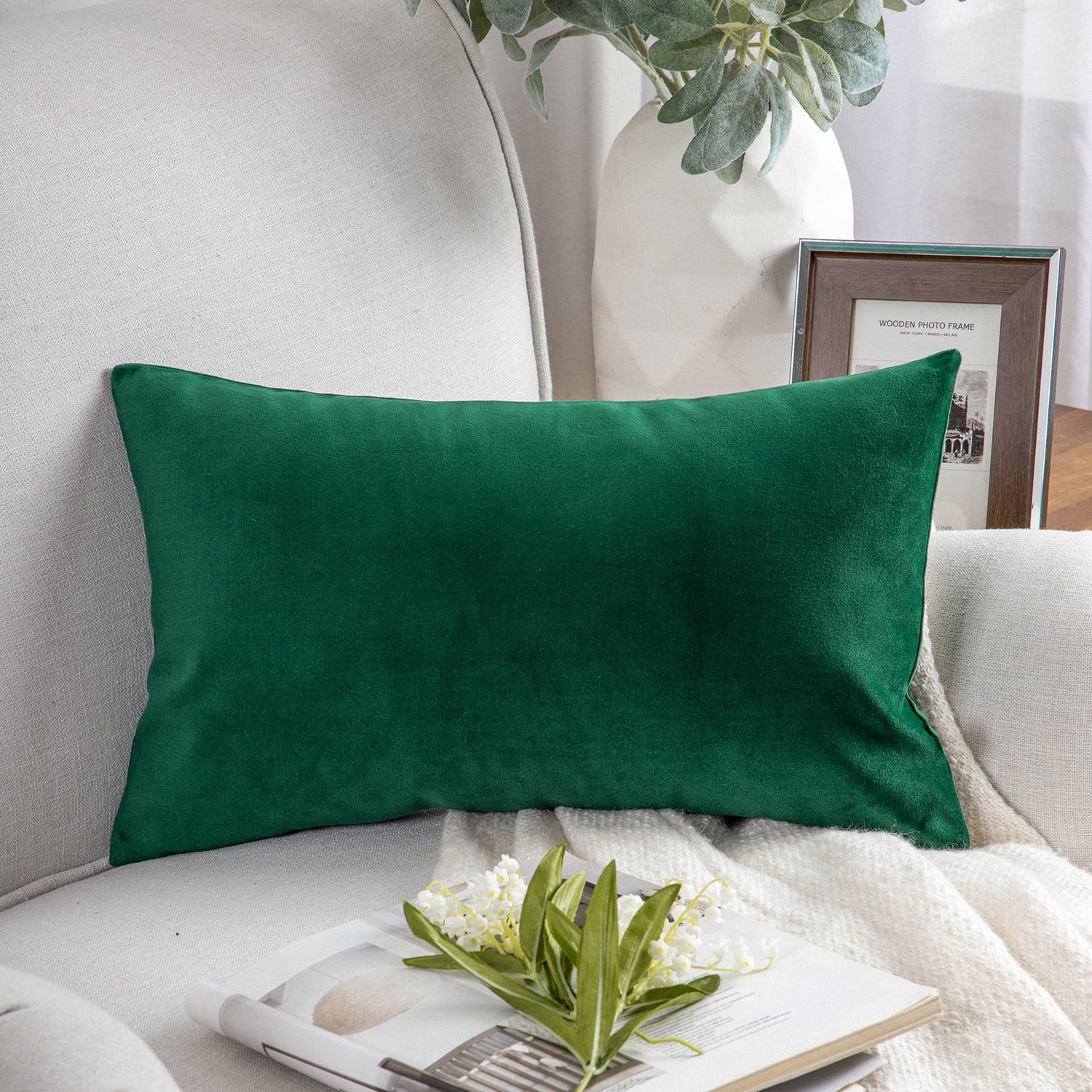 Phantoscope Christmas holiday Decorative Throw Pillow Cover, Silky Velvet Series, 12" x 20", Gree... | Walmart (US)
