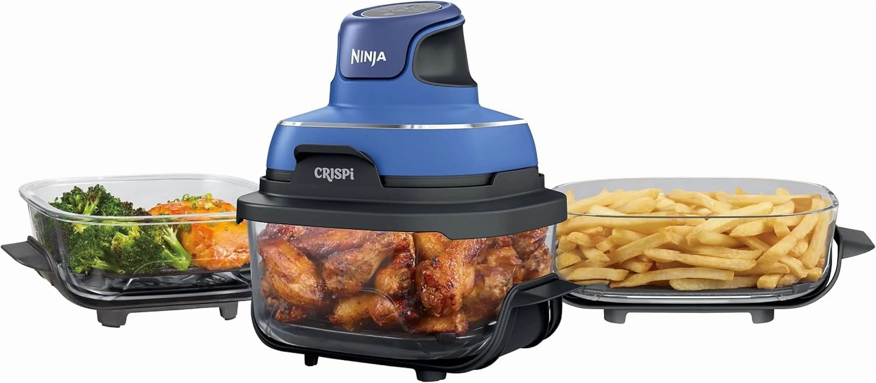 Restored Ninja Crispi 5-in-1 Portable Glass Air Fryer Cooking System, 6-Cup, 4-Quart & 2.5-Quart TempWare Containers With Lids, Microwave, Freezer & Dishwasher Safe, Blue, FN103CO - Walmart.com | Walmart (US)