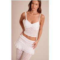 Cream Slinky Lace Contrast Cami Top | PrettyLittleThing IE