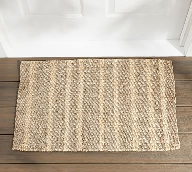 Asha Vertical Striped Jute Doormat | Pottery Barn (US)