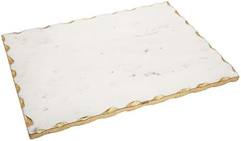 White Marble Challah, Cutting, Carving Board with Gold Trim by Godinger - 16" x 12" | Amazon (US)
