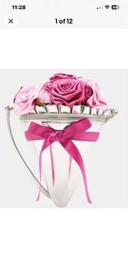 Betsey Johnson Kitsch Somethin New Bouquet Pink Roses Silver Crossbody Wedding | eBay US