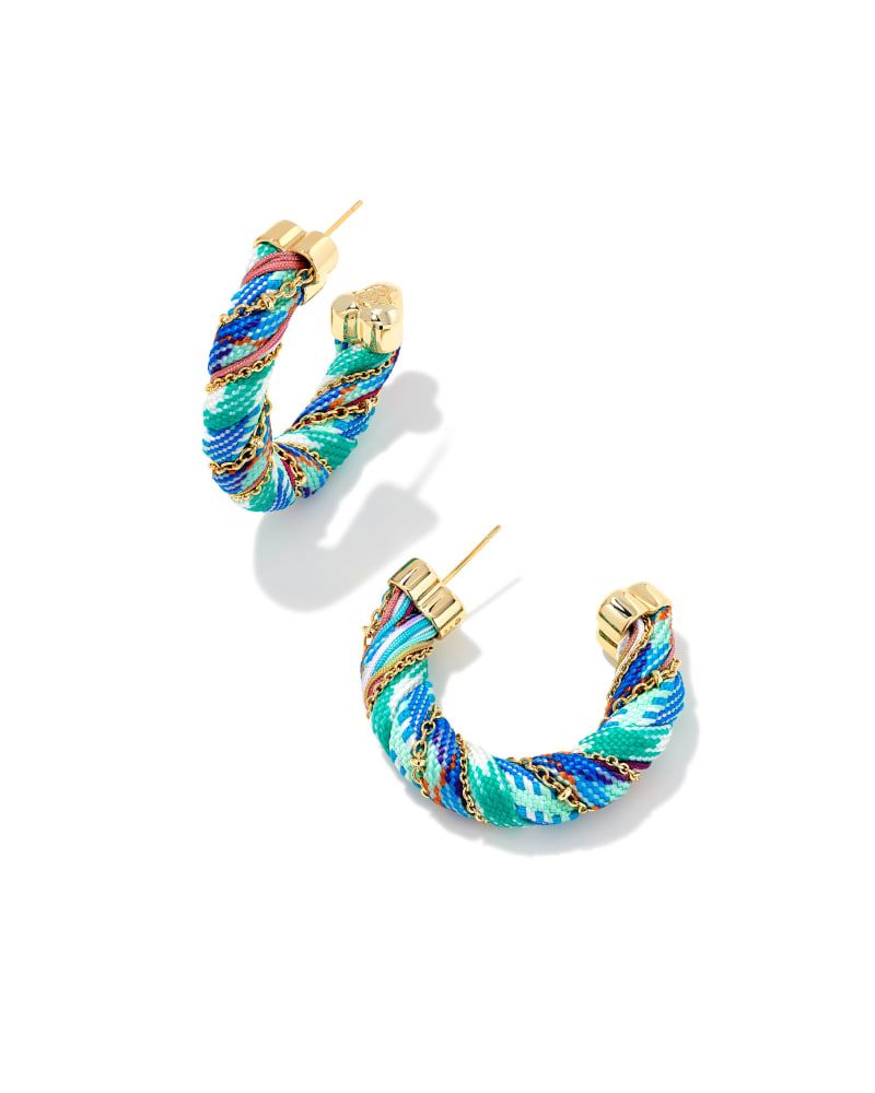 Masie Gold Corded Hoop Earrings in Turquoise Mix | Kendra Scott