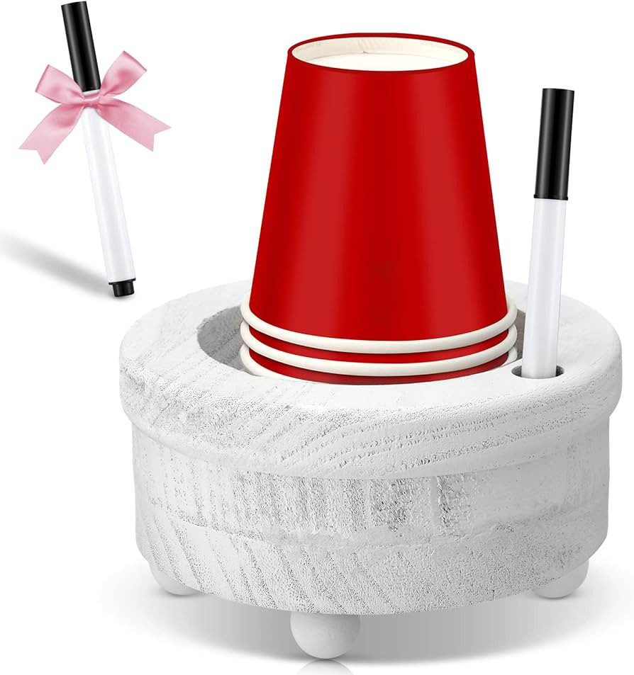 Cup Holder Wooden Cup Holder with Marker Slot Cup Dispenser Party Round Cup Organizer for Party D... | Amazon (US)