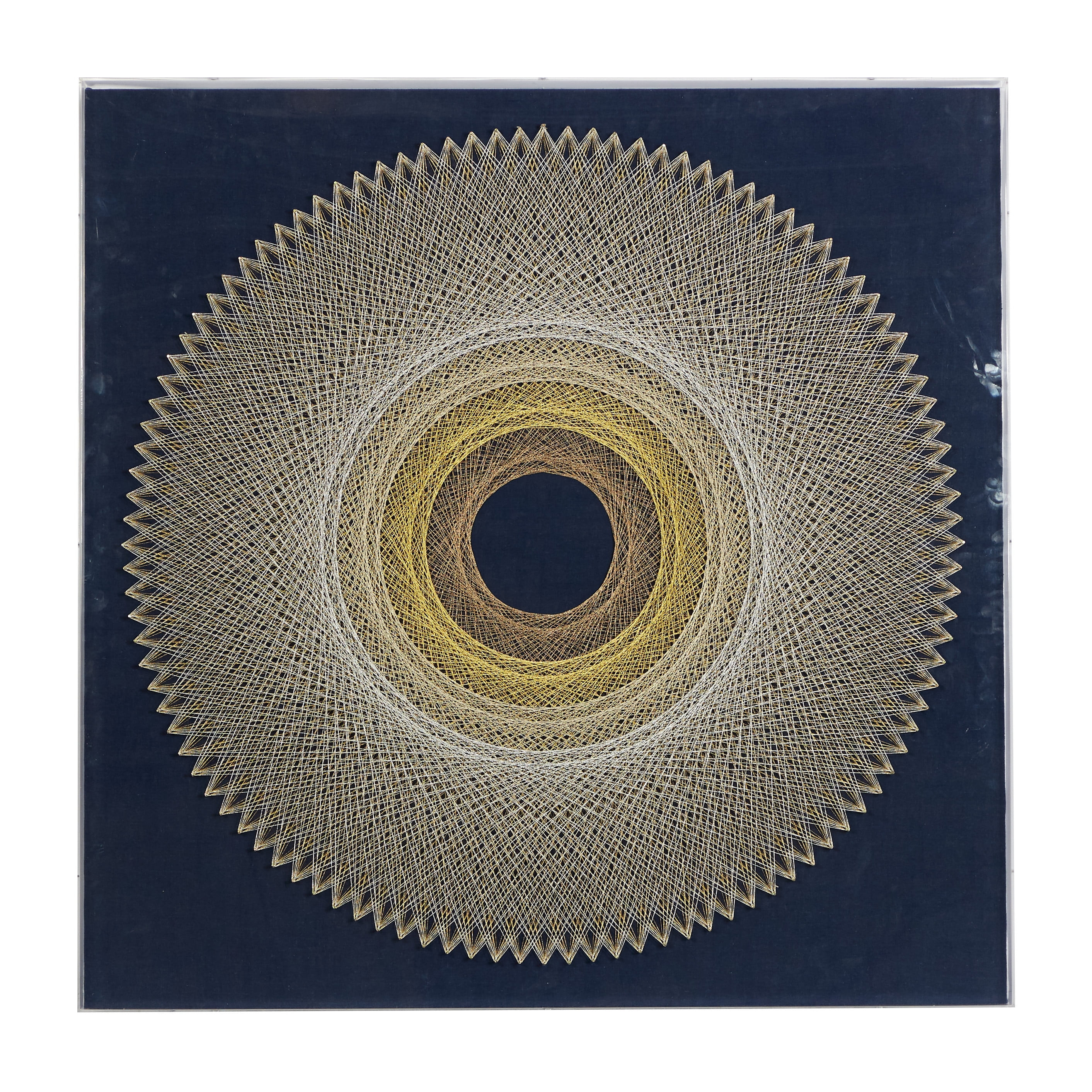 36" x 36" Blue Geometric Handmade Circular String Art Shadow Box with Canvas Backing, by DecMode ... | Walmart (US)