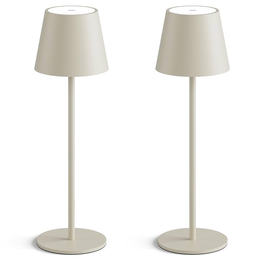 2-Pack Beige Cordless Table Lamp,Rechargeable LED Desk Lamp,5000mAh Battery Operated Lamp,3000K W... | Amazon (US)