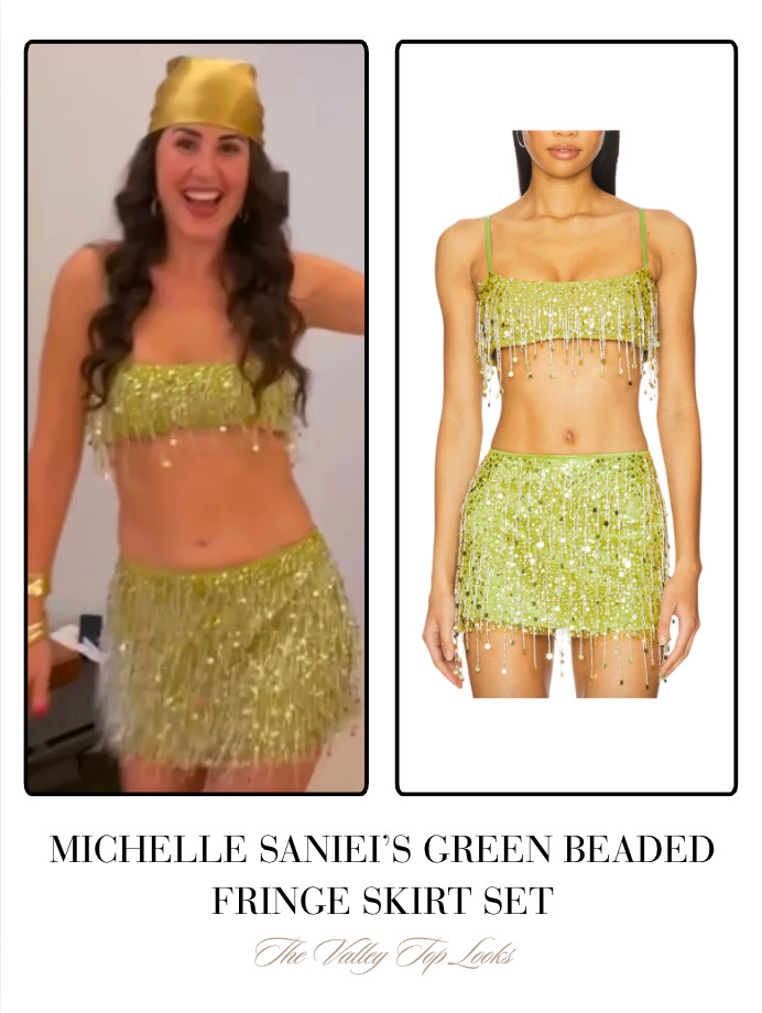 Michelle Saniei's Green Beaded Fringe Skirt Set 

 